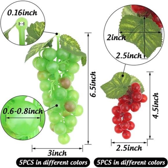 10 Pack Artificial Grapes Fake Grapes Grape Clusters Decorative Fruit Bunches - Picture 4 of 12